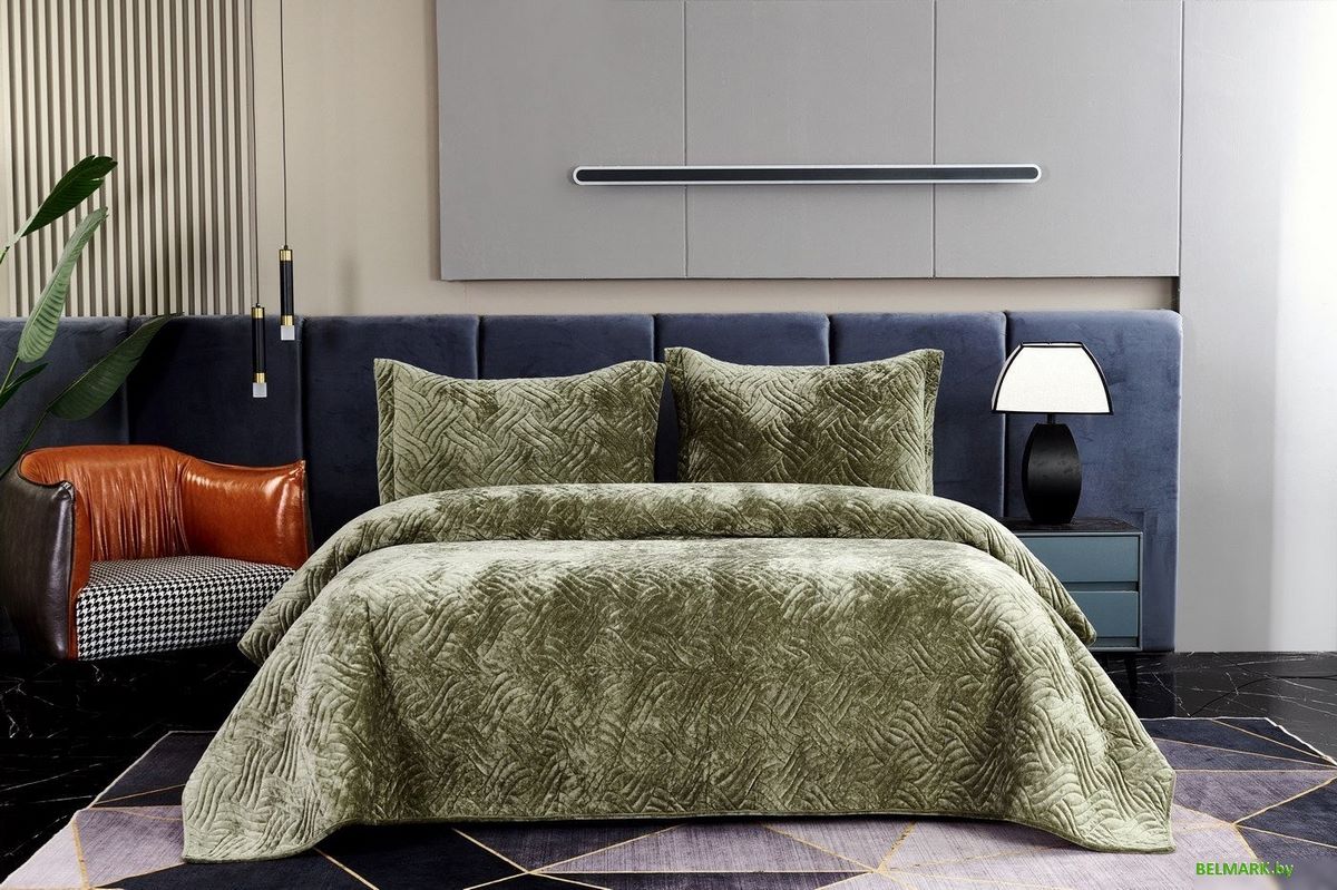 Набор текстиля для спальни Sofi De MarkO Деварта 160x220 Пок-Дв-160x220о (олива) - фото