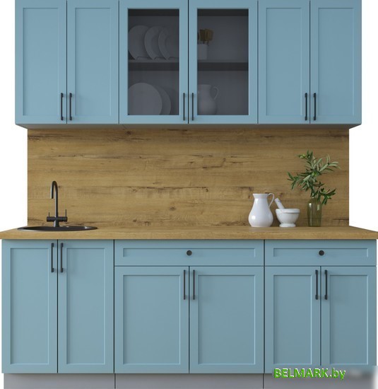 Готовая кухня Интерлиния Тренд 2.0А (океан/океан/дуб бунратти) - фото