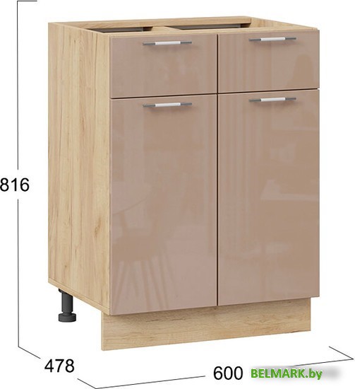 Шкаф напольный Трия Весна 1Н6Я1 (дуб крафт золотой/кофе с молоком) - фото2