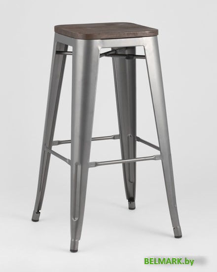 Табурет Stool Group TOLIX WOOD барный (серебристый) матовый - фото2