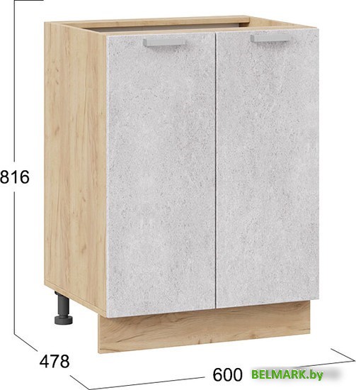 Шкаф напольный Трия Гранита 1Н6 (дуб крафт золотой/бетон снежный) - фото2