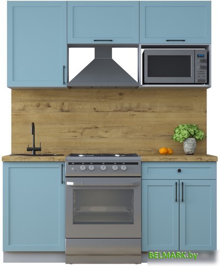 Готовая кухня Интерлиния Тренд 1.7В (океан/океан/дуб бунратти) - фото