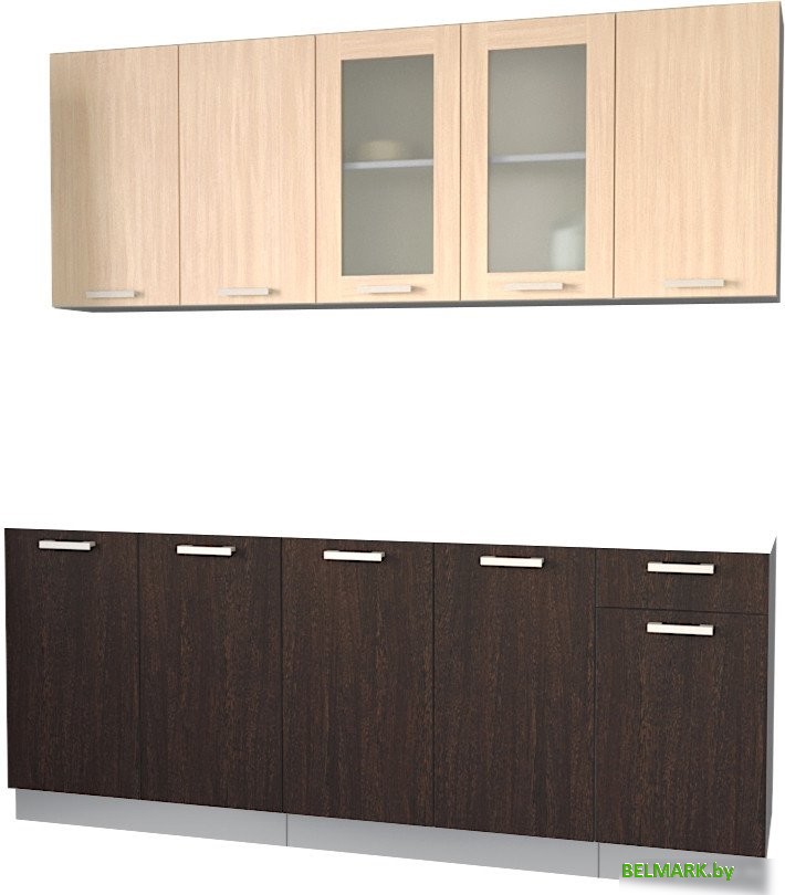 Готовая кухня Интерлиния Мила 20 без столешницы (дуб молочный/дуб венге) - фото