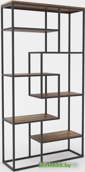 Стеллаж Hype Mebel Зиг-Заг-2 120x200 (черный/дуб галифакс олово) - фото
