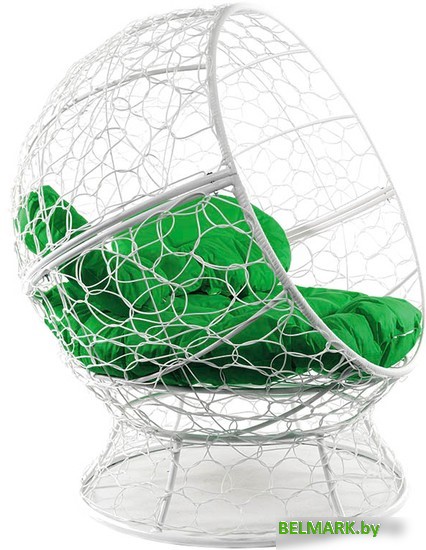 Кресло M-Group Апельсин 11520104 (белый ротанг/зеленая подушка) - фото