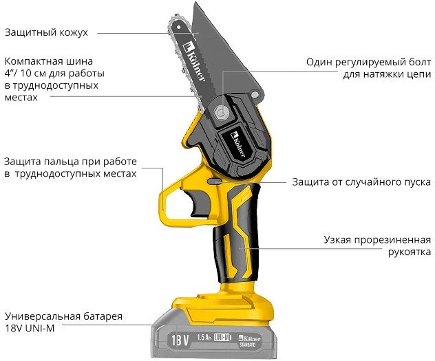 Аккумуляторная пила Kolner KCS 18-10-2K (с 2-мя АКБ) - фото2