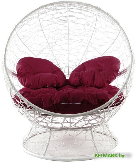 Кресло M-Group Апельсин 11520102 (белый ротанг/бордовая подушка) - фото