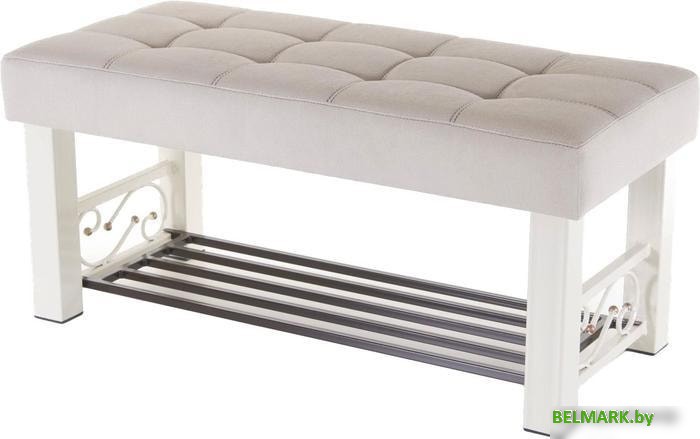 Банкетка AMC Lux 5 с полкой ткань бежевый/бежевый/коричневый 5.2Б100332 - фото