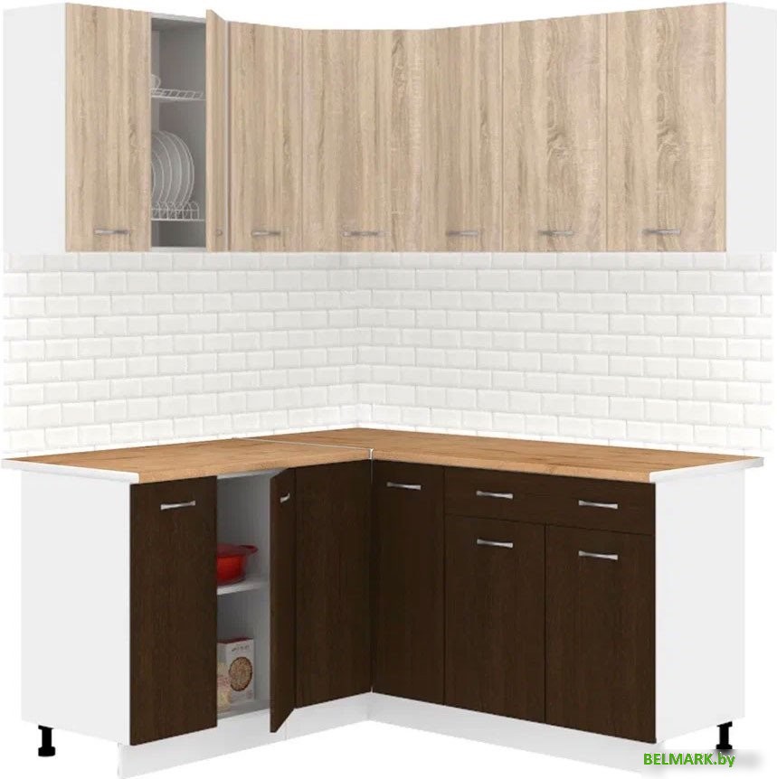 Готовая кухня Кортекс-мебель Корнелия Лира 1.5x2.0 (дуб сонома/венге/дуб бунратти) - фото