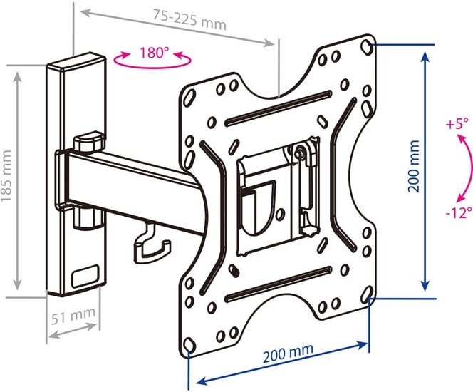 Кронштейн Kromax Optima 213 (черный) - фото2