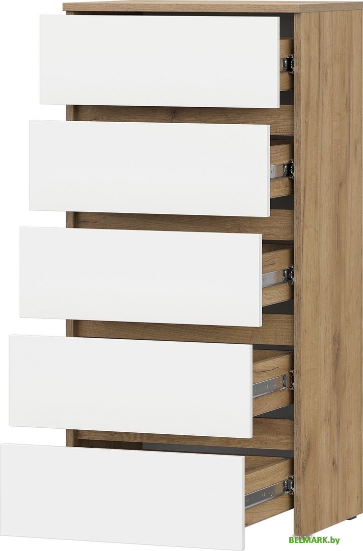 Комод NN мебель МС Некст К 5 ящиков (дуб золотой/белый) - фото2