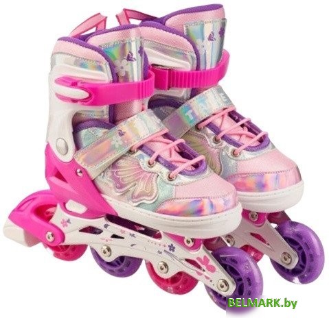 Роликовые коньки TIAN-E TE-285PNM (р. 34-37, розовый/фиолетовый) - фото