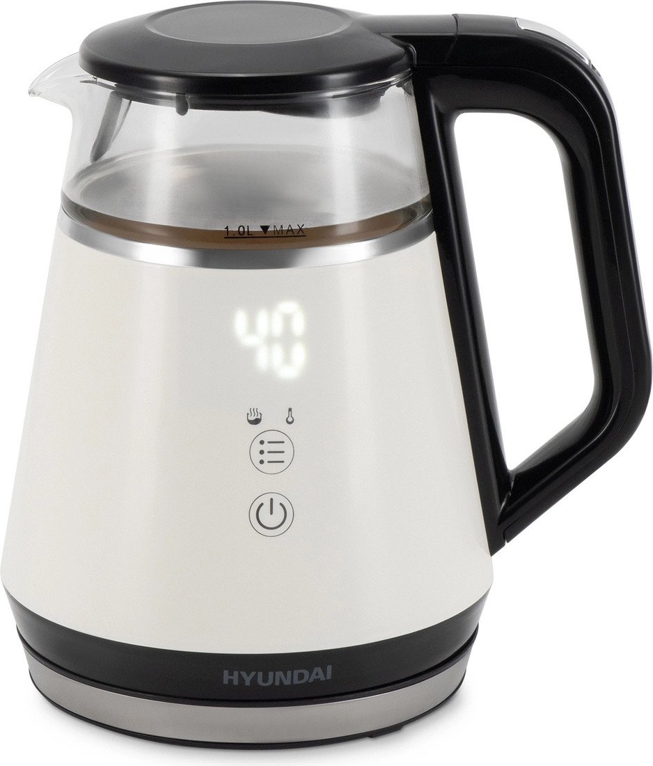 Электрический чайник Hyundai HYK-G3013 (белый/черный) - фото2