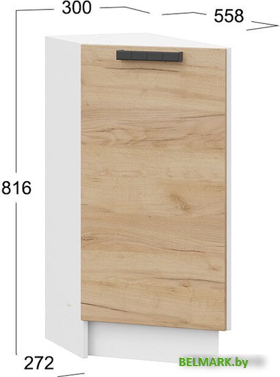 Шкаф напольный Трия Детройт 1Н3Т (белый/дуб крафт золотой) - фото2