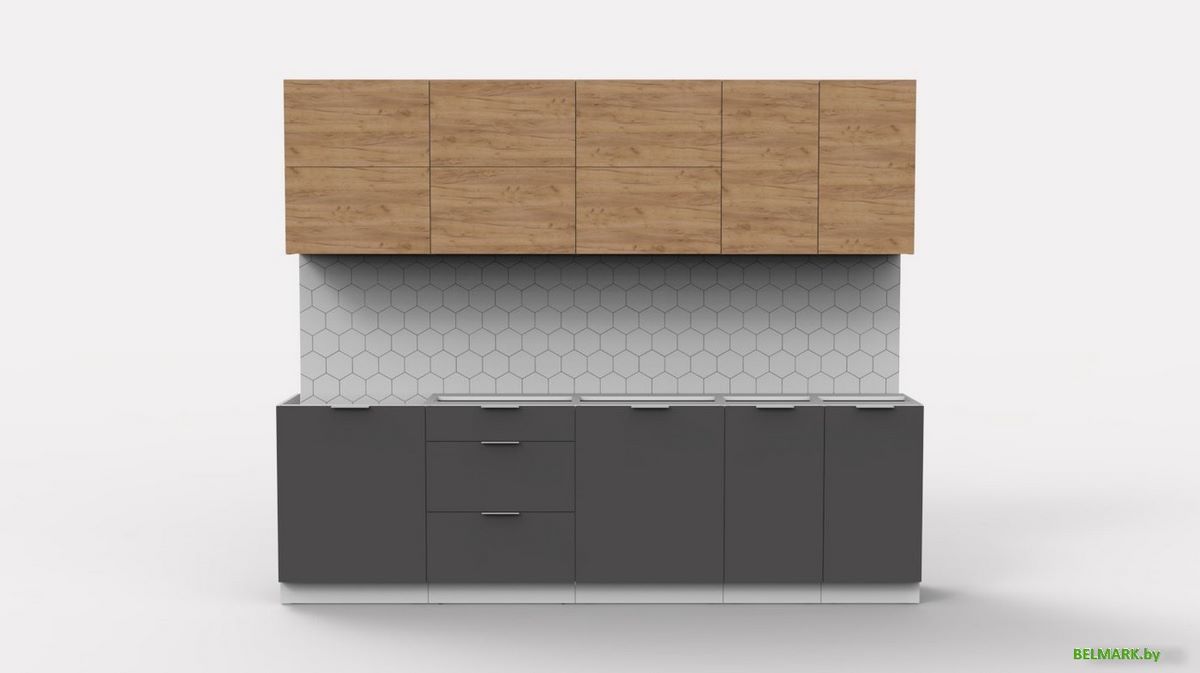 Готовая кухня Интермебель Микс Топ-39 2.6м без столешницы (дуб крафт золотой/графит серый) - фото2