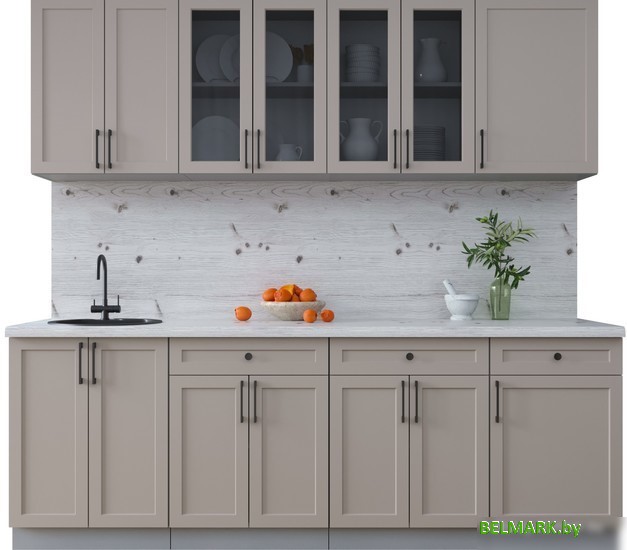Готовая кухня Интерлиния Тренд 2.3А (луна/луна/бискайская сосна) - фото