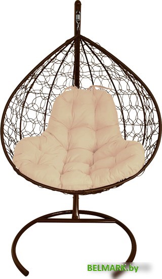 Подвесное кресло M-Group XL 11120201 (коричневый ротанг/бежевая подушка) - фото