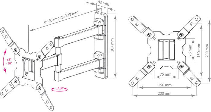 Кронштейн Kromax GALACTIC-12 (черный) - фото2