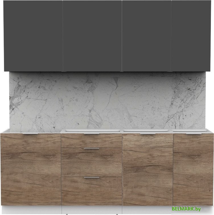 Готовая кухня Интермебель Микс Топ-6 2.1м без столешницы (графит серый/дуб каньон) - фото