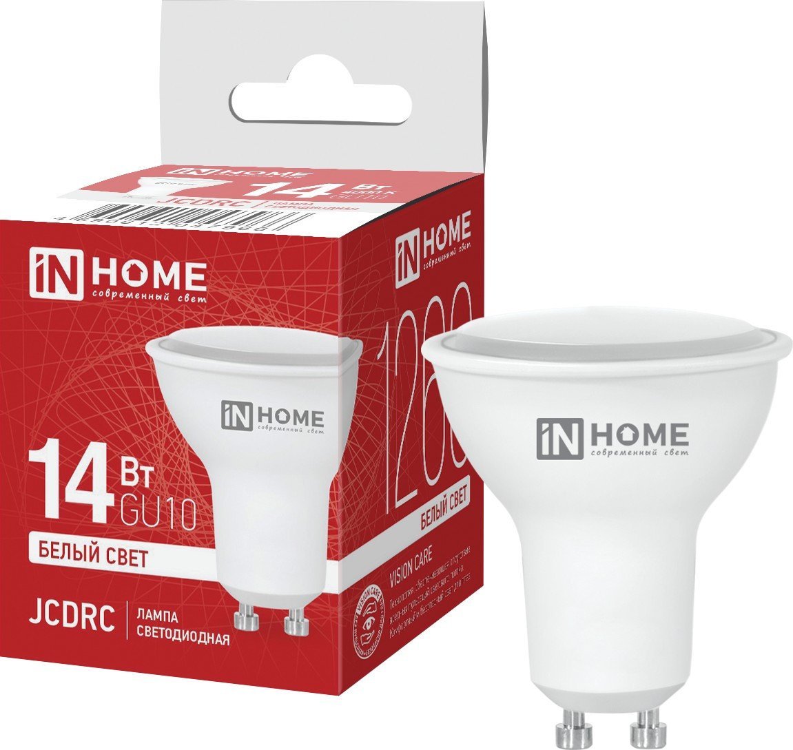 Светодиодная лампочка In Home LED-JCDRC-VC 14 Вт 230В GU10 4000K 1260 Лм - фото