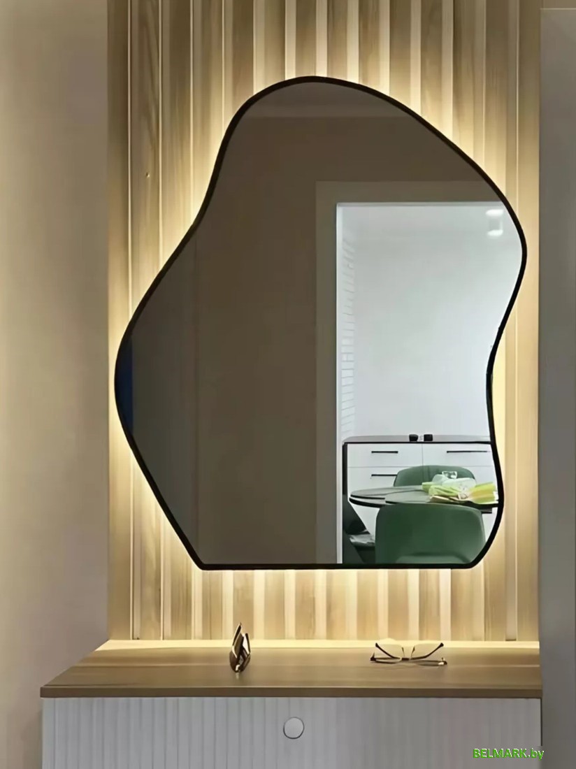 Зеркало eMZe 76x92 LED.CLOUD.UV.76.92.CHE.4K (черный с УФ-окантовкой и подсветкой) - фото2