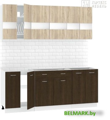 Кухня Кортекс-мебель Корнелия Экстра 2.0 без столешницы (дуб сонома/венге) - фото