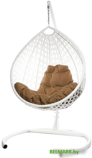 Подвесное кресло M-Group Капля Люкс 11030101 (белый ротанг/бежевая подушка) - фото2