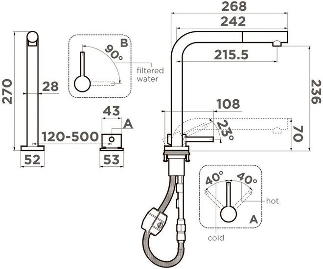 Смеситель Omoikiri Nara 2 Plus-S-GB (графит) - фото2