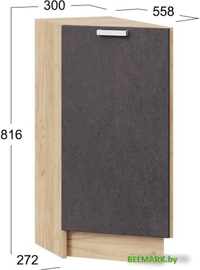 Шкаф напольный Трия Гранита 1Н3Т (дуб крафт золотой/бетон графит) - фото2
