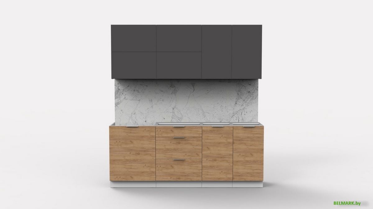 Готовая кухня Интермебель Микс Топ-35 2.0м без столешницы (графит серый/дуб крафт золотой) - фото2