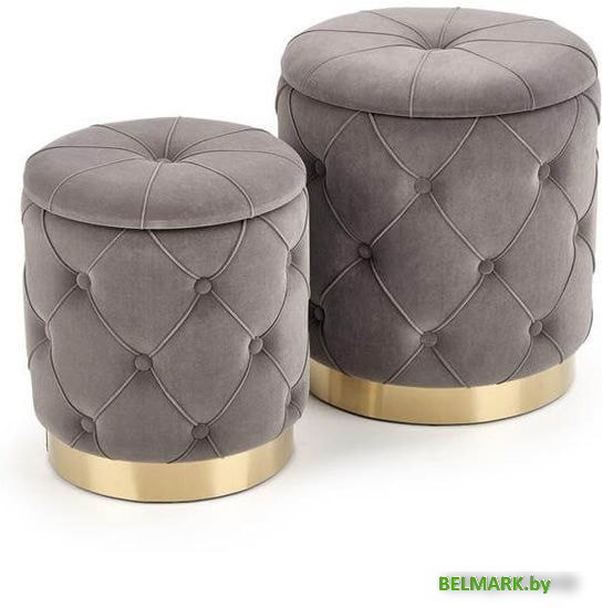 Пуфик Halmar Комплект POLLY 2 шт серый/золотой - фото