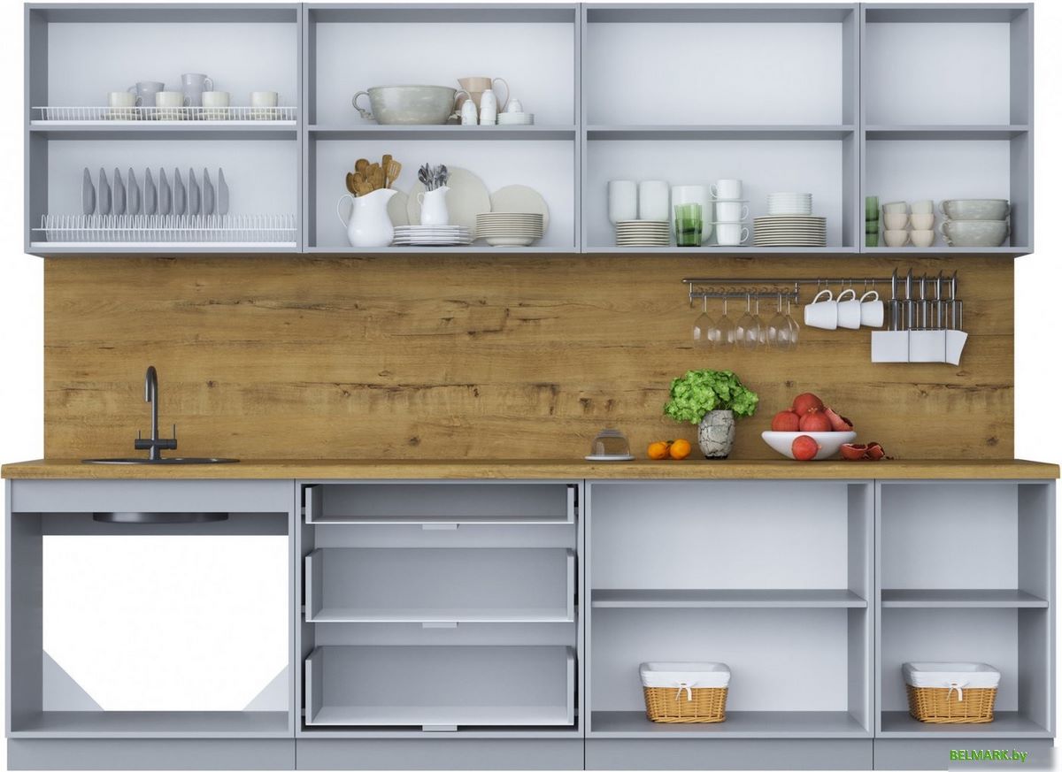 Готовая кухня Интерлиния Мила Шато 2.9Б (луна/луна/бискайская сосна) - фото2