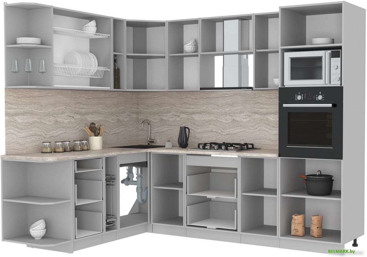 Готовая кухня Интерлиния Мила Лайт 1.88x2.6 левая без столешницы (дуб молочный/дуб венге) - фото2