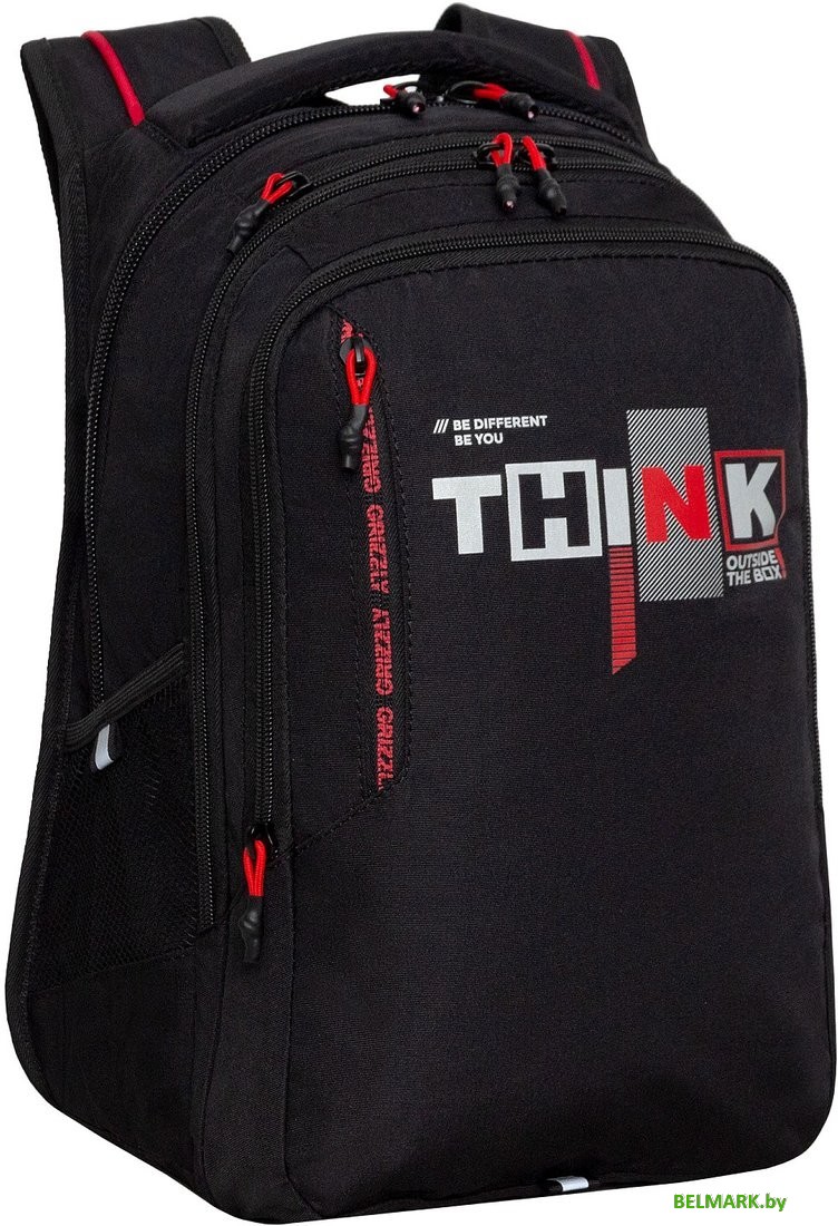 Городской рюкзак Grizzly RU-438-1 (черный/красный) - фото