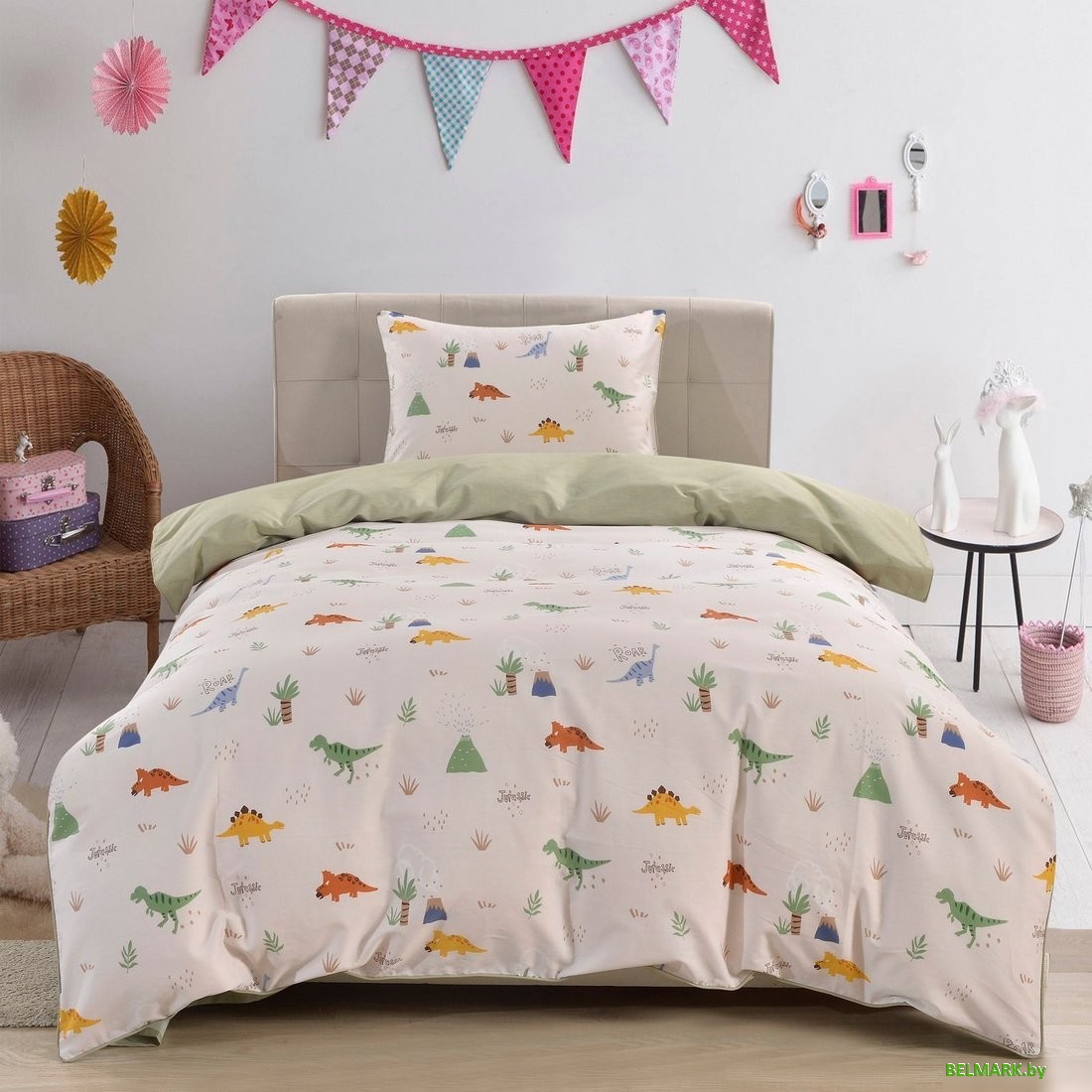 Постельное белье Sofi De MarkO Динозаврики Детский Дет-798 (зеленый) - фото