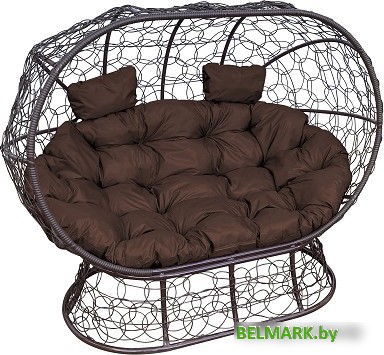 Садовый диван M-Group Лежебока 11190205 (на подставке с коричневым ротангом/коричневая подушка) - фото
