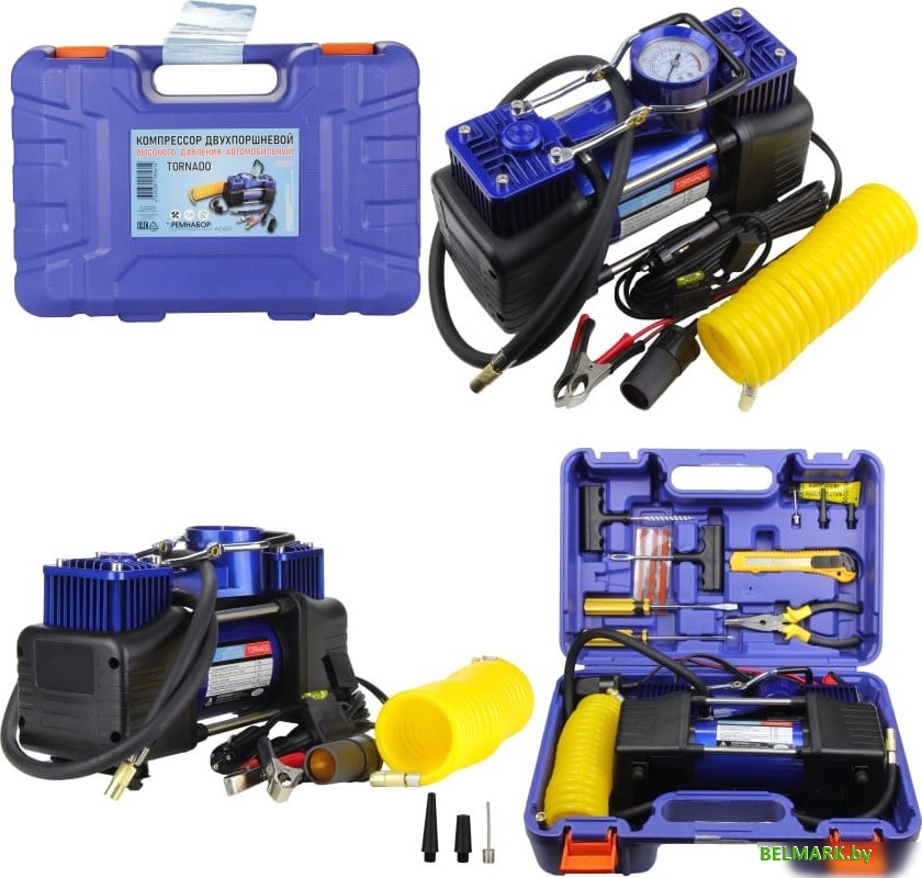 Автомобильный компрессор Nova Bright АС-625 Tornado (двухпоршневой, пластиковый кейс) - фото2