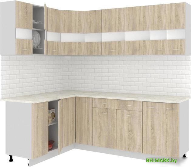 Угловая кухня Кортекс-мебель Корнелия Экстра 1.5x2.2м (дуб сонома/марсель) - фото