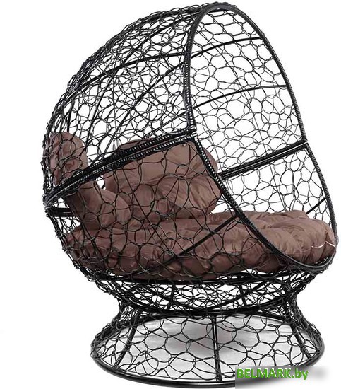 Кресло M-Group Апельсин 11520405 (черный ротанг/коричневая подушка) - фото