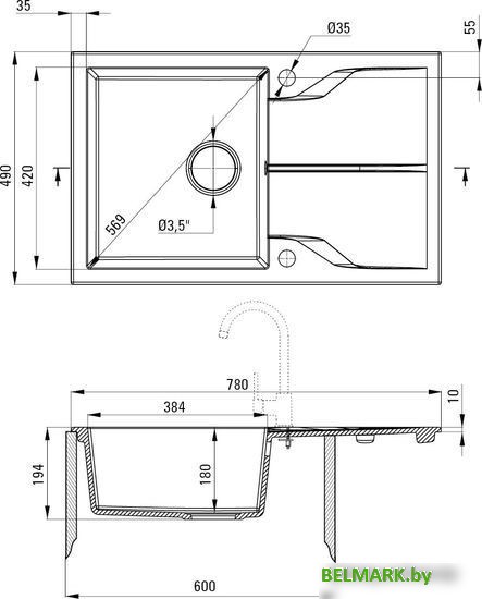 Кухонная мойка Deante Andante ZQN N113 (nero) - фото2