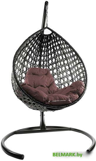 Подвесное кресло M-Group Капля Люкс 11030205 (коричневый ротанг/коричневая подушка) - фото