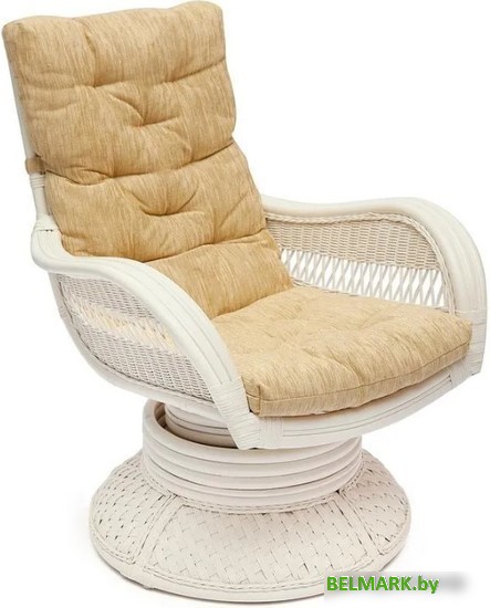 Кресло-качалка TetChair Andrea Relax Medium с подушкой (белый/рубчик кремовый) - фото