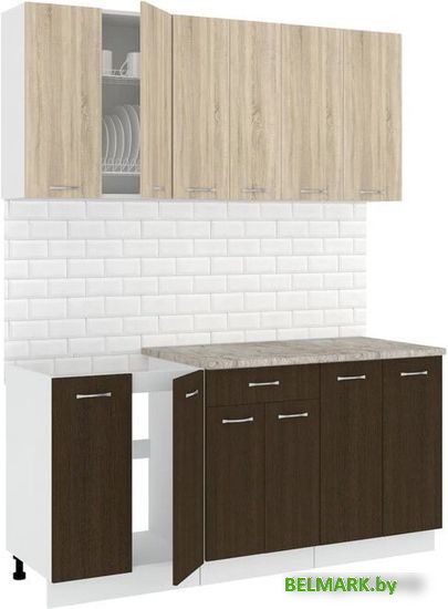 Готовая кухня Кортекс-мебель Корнелия Лира-лайт 1.7м (дуб сонома/венге/марсель) - фото