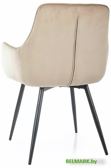 Стул с подлокотниками Signal Lemon Velvet 28 (бежевый/черный) - фото2
