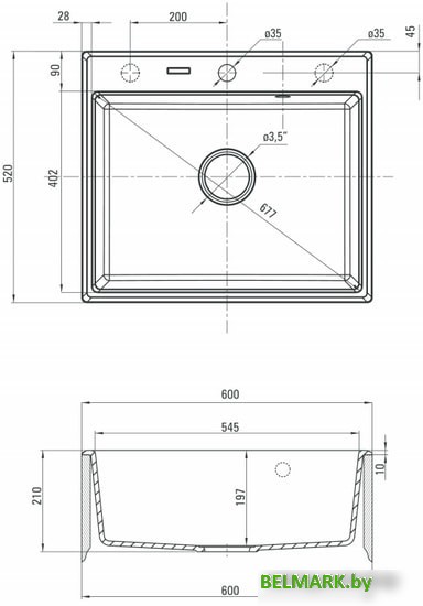 Кухонная мойка Deante Andante ZQN A103 (алебастровый) - фото2