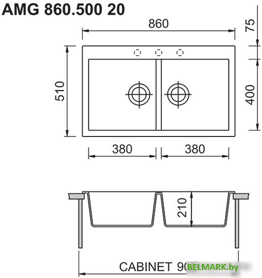 Кухонная мойка Longran Amanda AMG 860.500 20 (sabbia/58) - фото2
