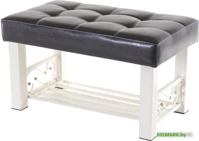 Банкетка AMC Lux 5 с полкой кожзам бежевый/коричневый/бежевый 5.1Б80323 - фото