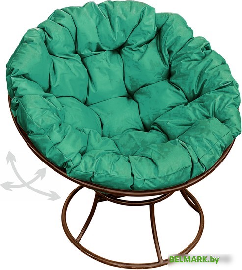 Кресло M-Group Папасан пружинка 12040204 (коричневый/зеленая подушка) - фото