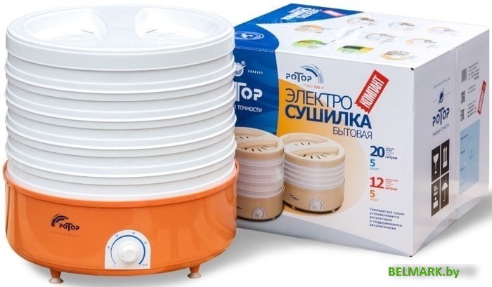 Сушилка для овощей и фруктов Ротор СШ-002-12 (5 поддонов, белый) - фото2