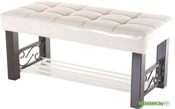 Банкетка AMC Lux 5 с полкой кожзам коричневый/бежевый/бежевый 5.1Б100233 - фото